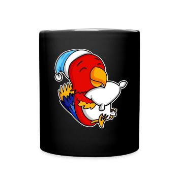 Perroquet avec oreiller et bonnet somnolent - Mug uni - noir - Devant