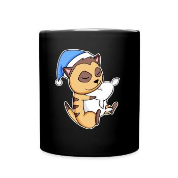 Suricate avec oreiller et bonnet somnolent - Mug uni - noir - Devant