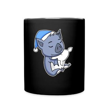 Chauve-souris avec oreiller et bonnet somnolent - Mug uni - noir - Devant