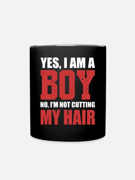 Yes I Am A Boy No I'm Not Cutting My Hair - Full Colour Mug - black