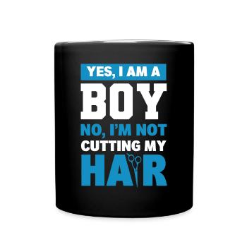 Oui Je suis un garçon Non Je ne me coupe pas les cheveux - Mug uni - noir - Devant