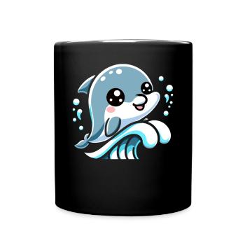 Adorable Dolphin Lover Graphic - Vie marine ludique - Mug uni - noir - Devant