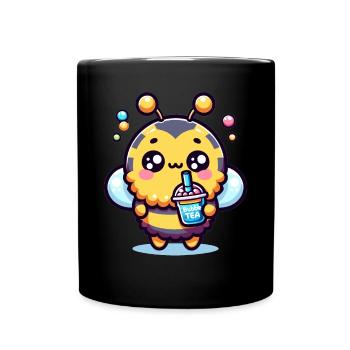 Adorable abeille kawaii mignon animal Boba bulle de thé - Mug uni - noir - Devant