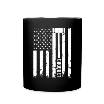 Croquet Player US Flag Croquet - Tasse einfarbig - Schwarz - Vorne