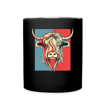 Portrait Highland Vache Highland Génisse Highland - Mug uni - noir - Devant