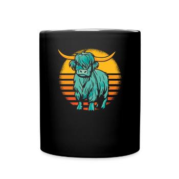 Retro Highland Cow Highland génisse éleveur - Mug uni - noir - Devant