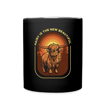 Hairy Is The New Beautiful Highland Cow Highland - Full Colour Mug - black - Front