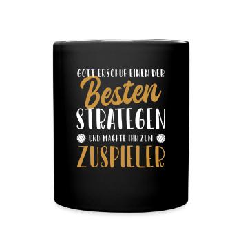 Zuspieler Bester Stratege Volleyballspieler - Tasse einfarbig - Schwarz - Vorne