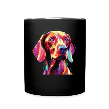 Watercolor Colorful Short-haired Hungarian - Full Colour Mug - black - Front