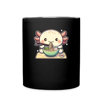 Mais d’abord, l’axolotl sucré mange des ramen - Mug uni - noir - Devant