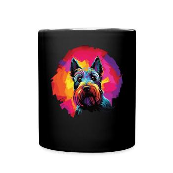 Wasserfarben Farbenfroher Scottish Terrier - Tasse einfarbig - Schwarz - Vorne