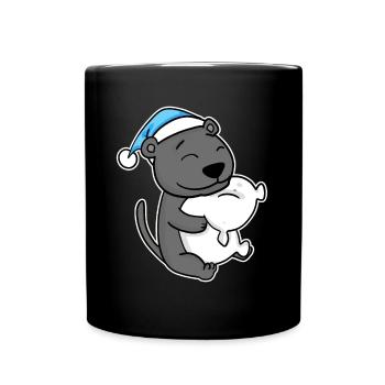 Panthère noire avec oreiller et bonnet somnolent - Mug uni - noir - Devant