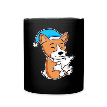 Welsh Corgi Pembroke Sleeping Fatigue Dog Dogs - Full Colour Mug - black - Front