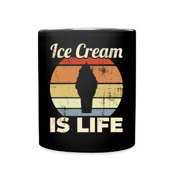 Eiscreme ist Leben - Tasse einfarbig - Schwarz - Vorne