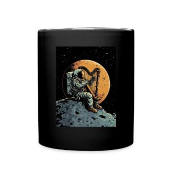 Astronaut playing Harp - Tasse einfarbig - Schwarz - Vorne