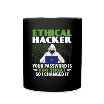 Votre mot de passe est trop court - Ethical Hacker - Mug uni - noir - Devant