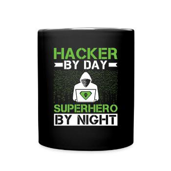 Hacker le jour Super-héros la nuit - Hacker - Mug uni - noir - Devant
