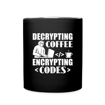 Decrypting Coffee Encrypting Codes - Hackers - Full Colour Mug - black - Front