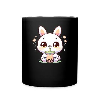 Kawaii Hasen Bubble Tea Boba Hase - Tasse einfarbig - Schwarz - Vorne