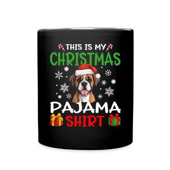 Boxer chien Noël pyjama joyeux Noël - Mug uni - noir - Devant