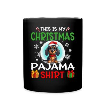 Dachshund Doxie Dog Christmas Pajama Merry X-mas - Tasse einfarbig - Schwarz - Vorne