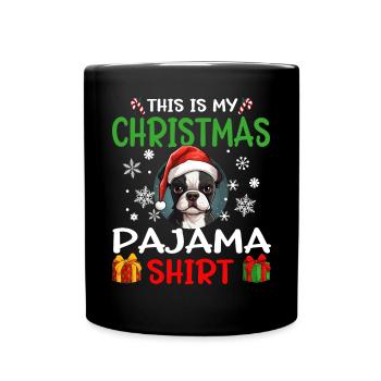 Bosten Terrier Dog Christmas Pajama Merry X-mas - Tasse einfarbig - Schwarz - Vorne