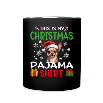 Chihuahua Chiwawa Dog Christmas Pajama Merry X-mas - Full Colour Mug - black - Front