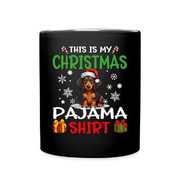 Teckel Wiener chien Noël pyjama joyeux Noël - Mug uni - noir - Devant