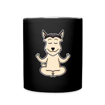 Yoga - Berger de Picardie Hund Motiv - Tasse einfarbig - Schwarz - Vorne