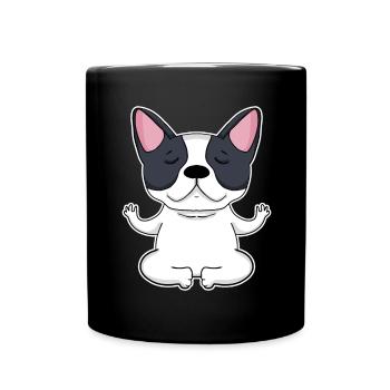 Yoga - Motif de chien bouledogue français - Mug uni - noir - Devant