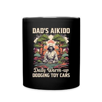 L’aïkido de papa échauffement quotidien esquiver les voitures jouets - Mug uni - noir - Devant