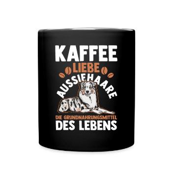 Kaffee Australian Shepherd Hund Aussie - Tasse einfarbig - Schwarz - Vorne