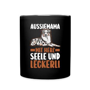 Australian Shepherd Hundemama Hund Aussie - Tasse einfarbig - Schwarz - Vorne
