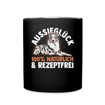 Australian Shepherd Hund Aussie - Tasse einfarbig - Schwarz - Vorne