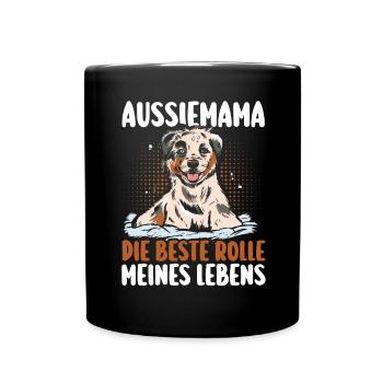 Australian Shepherd Hund Aussie - Tasse einfarbig - Schwarz - Vorne