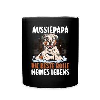 Australian Shepherd Hund Aussie - Tasse einfarbig - Schwarz - Vorne