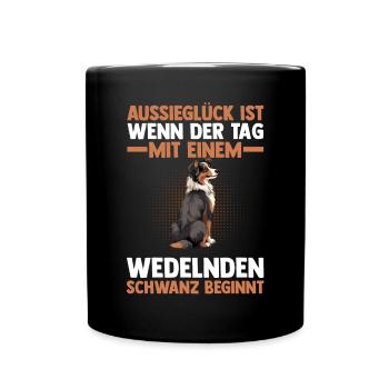 Australian Shepherd Hund Aussie - Tasse einfarbig - Schwarz - Vorne