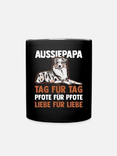 Australian Shepherd Hund Hundepapa Aussie - Tasse einfarbig - Schwarz