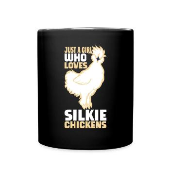 Silkie Huhn Lustige Farm Tierliebhaber - Tasse einfarbig - Schwarz - Vorne