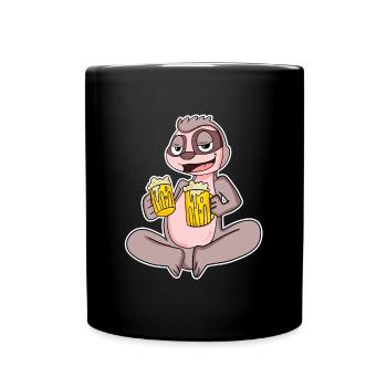 Sloth with beer - Full Colour Mug - black - Front