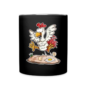 Lustiges Huhn - Landwirt Landwirte Huhn Hühner - Tasse einfarbig - Schwarz - Vorne