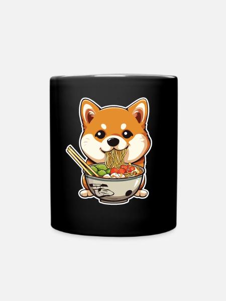 Corgi with Ramen Bowl - Full Colour Mug - black