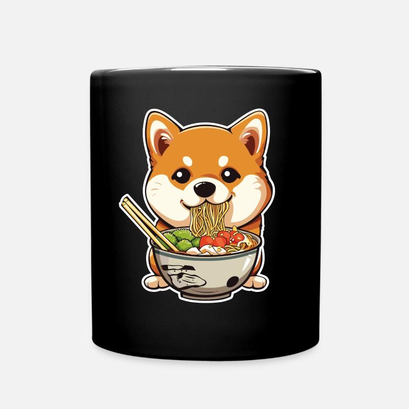 Corgi avec bol de ramen - Mug uni - noir