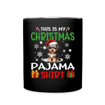 Yorkshire Terrier Yorkie Dog Christmas Pajama - Tasse einfarbig - Schwarz - Vorne