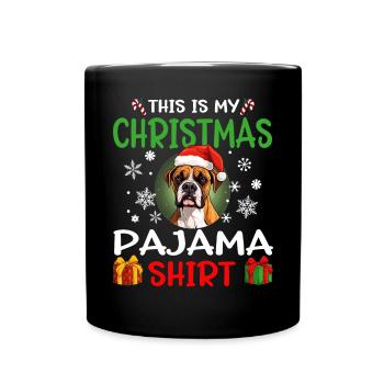 Boxer chien Noël pyjama joyeux Noël - Mug uni - noir - Devant
