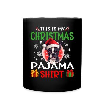 Bosten Terrier Dog Christmas Pajama Merry X-mas - Tasse einfarbig - Schwarz - Vorne