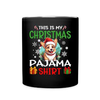 Welsh Corgi Pembroke Dog Christmas Pajama - Tasse einfarbig - Schwarz - Vorne