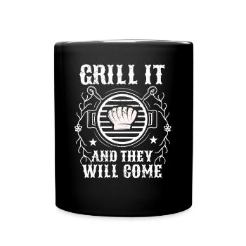 BBQ Smoker Meat Grilling Funny - Full Colour Mug - black - Front