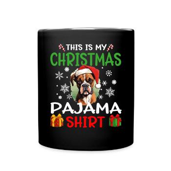 Boxer chien Noël pyjama joyeux Noël - Mug uni - noir - Devant
