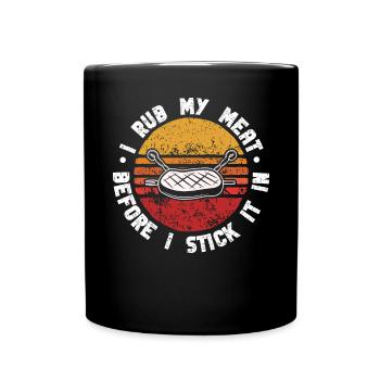 BBQ Smoker Meat Grilling Funny - Full Colour Mug - black - Front